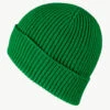 Kelly Green Rib Knit Cashmere Beanie -Elegant Scarf Store green cashmere beanie