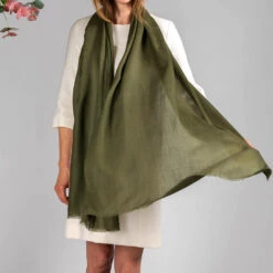 Olive Tree Cashmere And Silk Wrap -Elegant Scarf Store green cashmere silk wrap 2 5dc4c597 5259 403a 9b4a fcebd4141124