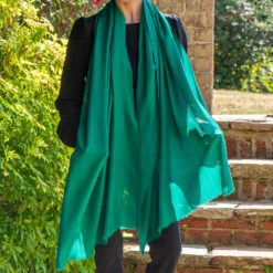 Emerald Green Cashmere And Silk Wrap -Elegant Scarf Store green cashmere wrap 1