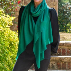 Emerald Green Cashmere And Silk Wrap -Elegant Scarf Store green cashmere wrap 2