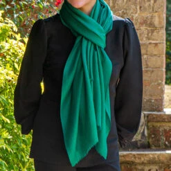 Emerald Green Cashmere And Silk Wrap -Elegant Scarf Store green cashmere wrap 3