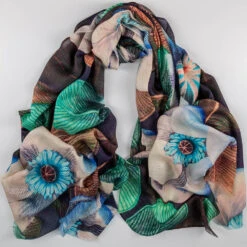 The Liberty Print Floral Quartet - Botanical Dream Cashmere And Silk Wrap -Elegant Scarf Store green floral liberty print scarf botanical dream 2