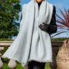 Super Luxe Dove Grey Basket Weave Cashmere Shawl -Elegant Scarf Store grey basket weave cashmere shawl 1