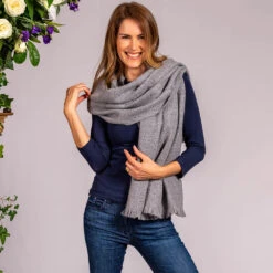 Super Luxe Dove Grey Basket Weave Cashmere Shawl 10 Super Luxe Dove Grey Basket Weave Cashmere Shawl -Elegant Scarf Store grey basket weave cashmere shawl 4