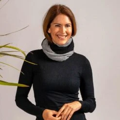 Black And Warm Grey Cashmere Snood
