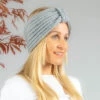 Dove Grey Rib Knit Cashmere Ear Warmer