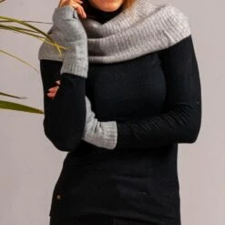 Ladies Grey Cashmere Mittens -Elegant Scarf Store grey cashmere mittens model 10