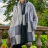 The Check Set - Mono Tones Italian Cashmere Scarf -Elegant Scarf Store grey check cashmere scarf 1