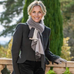 The Check Set - Mono Tones Italian Cashmere Scarf 7 The Check Set - Mono Tones Italian Cashmere Scarf -Elegant Scarf Store grey check cashmere scarf 3