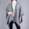 Grey And Ivory Reversible Wool And Cashmere Cape -Elegant Scarf Store grey cream cashmere cape 1