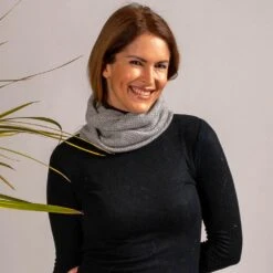 Grey And Ivory Cashmere Collar