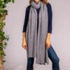 Oversized Grey Cashmere Knit Scarf -Elegant Scarf Store grey oversized cashmere scarf 1