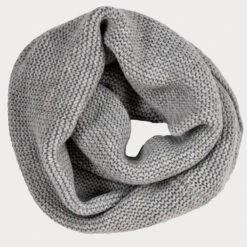 Superluxe Silver Grey Italian Cashmere Double Snood -Elegant Scarf Store grey rib knit cashmere snood 4