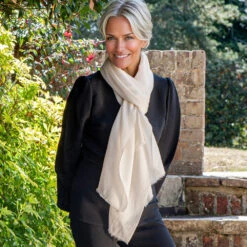 Classic Ivory Cashmere And Silk Wrap -Elegant Scarf Store ivory cashmere wrap 4