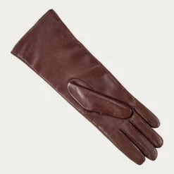 Ladies Chocolate Brown Cashmere Lined Leather Gloves -Elegant Scarf Store ladies brown cashmere lined leather gloves 2