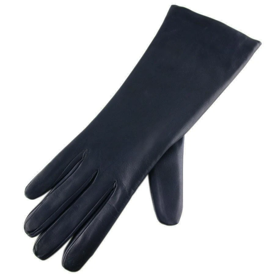Midnight Navy Blue Leather Gloves With Cashmere Lining 5 Midnight Navy Blue Leather Gloves With Cashmere Lining - Image 3