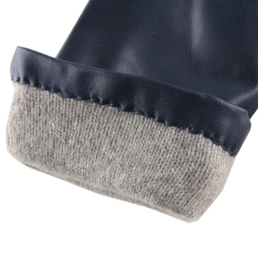 Midnight Navy Blue Leather Gloves With Cashmere Lining 6 Midnight Navy Blue Leather Gloves With Cashmere Lining - Image 4