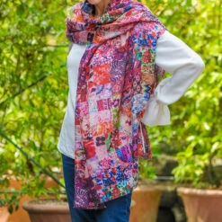 The Liberty ‘Archive Patchwork’ Trilogy - Patchwork Pinks Cashmere And Silk Wrap