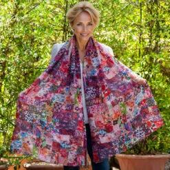 The Liberty ‘Archive Patchwork’ Trilogy - Patchwork Pinks Cashmere And Silk Wrap -Elegant Scarf Store liberty pink patchwork print cashmere silk wrap 8