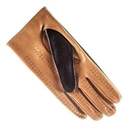 Black And Tan Leather Driving Gloves -Elegant Scarf Store mens black brown leather driving gloves 2