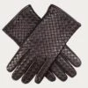 Men's Black Woven Leather Gloves 1 Men's Black Woven Leather Gloves -Elegant Scarf Store mens black woven leather gloves