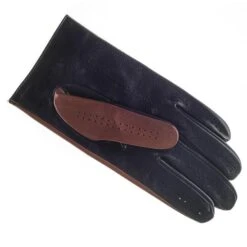 Navy And Tobacco Italian Leather Driving Gloves -Elegant Scarf Store mens blue brown driving gloves 200