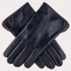 Men's Navy And Tan Cashmere Lined Leather Gloves -Elegant Scarf Store mens navy brown leather gloves 1