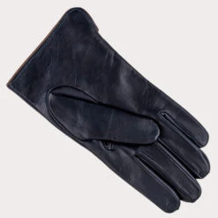Men's Navy And Tan Cashmere Lined Leather Gloves 7 Men's Navy And Tan Cashmere Lined Leather Gloves -Elegant Scarf Store mens navy brown leather gloves 3