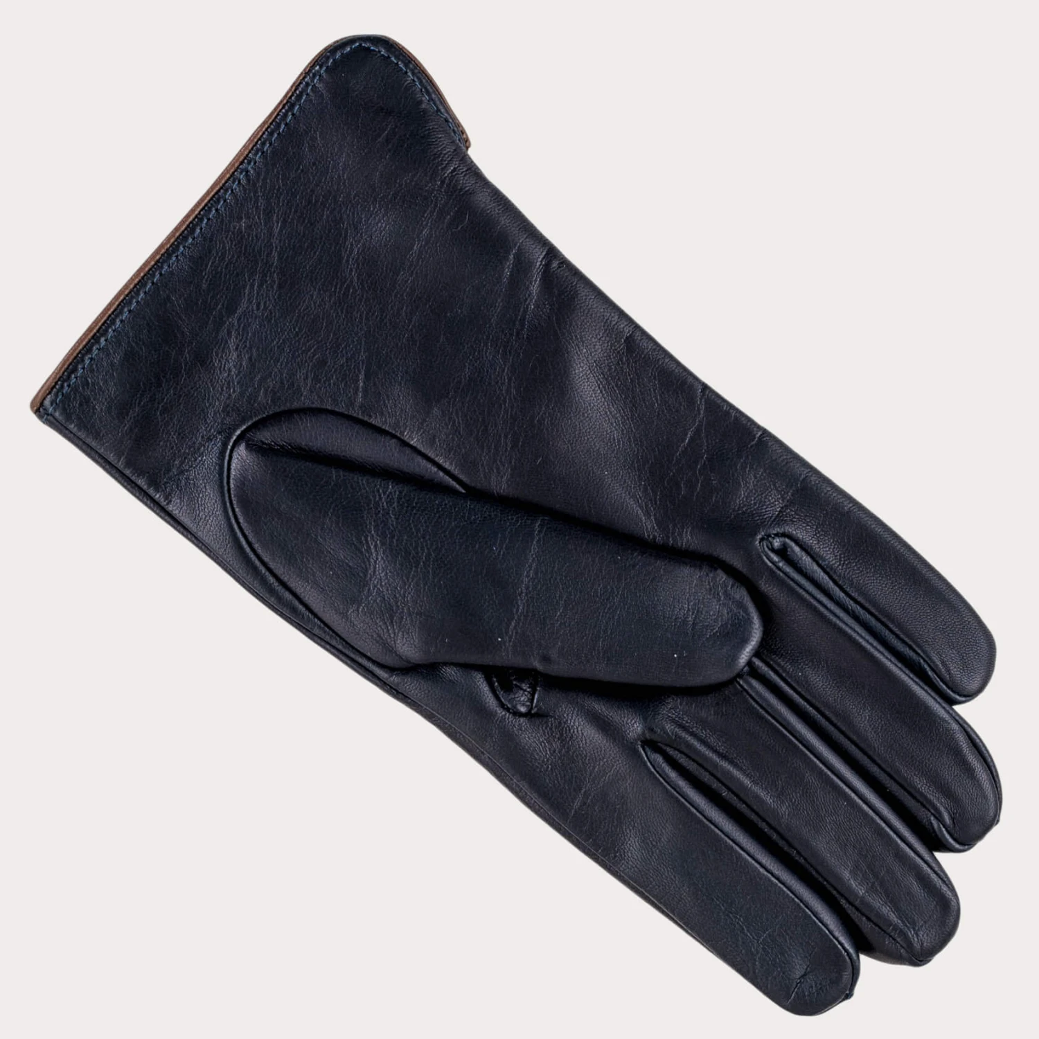 Men's Navy And Tan Cashmere Lined Leather Gloves 5 Men's Navy And Tan Cashmere Lined Leather Gloves - Image 3