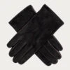Mens Black Suede And Leather Gloves - Silk Lined -Elegant Scarf Store mens suede leather gloves 1