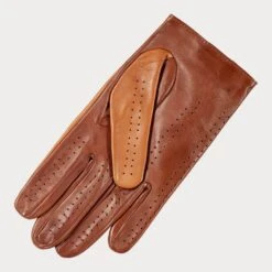 Men’s Two Tone Brown Italian Leather Driving Gloves -Elegant Scarf Store mens two tone brown leather driving gloves 3