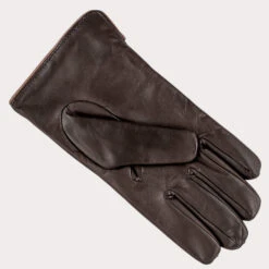 Men’s Two Tone Brown Cashmere Lined Leather Gloves -Elegant Scarf Store mens two tone brown leather gloves 3