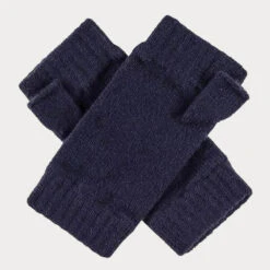 Navy Cashmere Beanie And Mittens Set -Elegant Scarf Store navy beanie mittens set 3