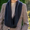 Superluxe Navy Italian Cashmere Double Snood -Elegant Scarf Store navy black cashmere snood 1
