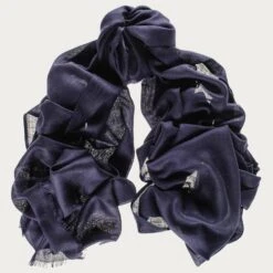 Classic Midnight Navy Cashmere And Silk Wrap -Elegant Scarf Store navy blue cashmere wrap