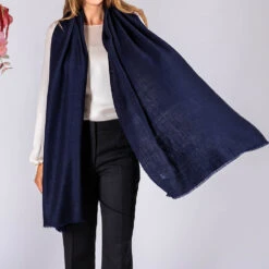 Navy Blue Cashmere Shawl -Elegant Scarf Store navy cashmere shawl 1 1