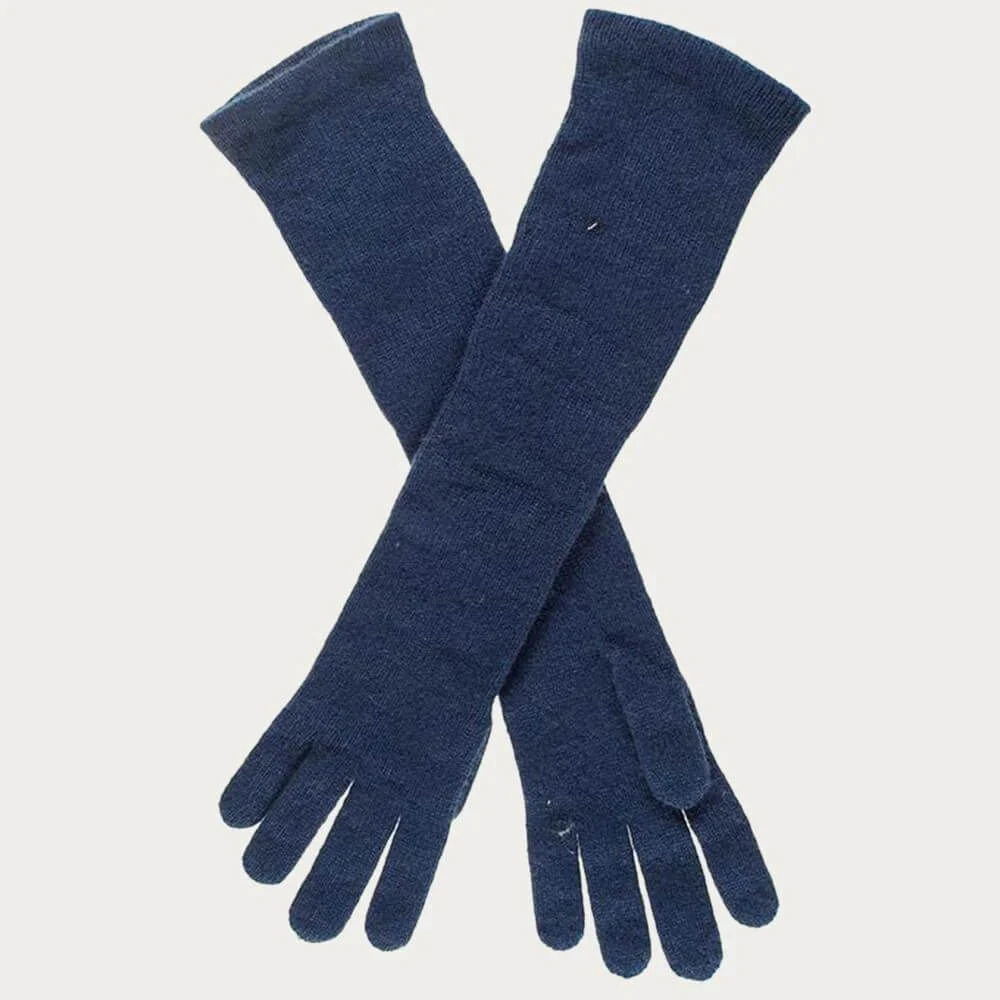 Navy Cashmere Shawl And Long Cashmere Gloves Set 5 Navy Cashmere Shawl And Long Cashmere Gloves Set - Image 3