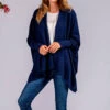 Midnight Navy Cashmere Sleeved Cape 1 Midnight Navy Cashmere Sleeved Cape -Elegant Scarf Store navy cashmere sleeve cape 1