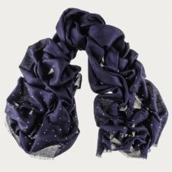 Swarovski Navy Wrap In Cashmere And Silk -Elegant Scarf Store navy crystal cashmere wrap