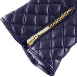 Navy Gossamer Cashmere Shawl And Quilted Leather Gloves Set -Elegant Scarf Store navy gossamer navy gloves 5