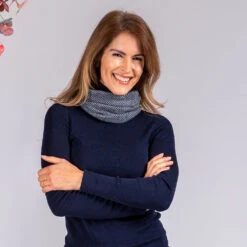 Navy And Grey Cashmere Collar