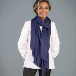 Admiral Navy Modal Wrap -Elegant Scarf Store navy modal wrap 3