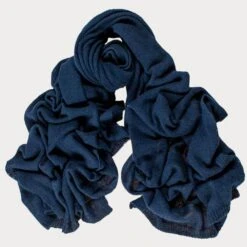 Oversized Navy Cashmere Knit Scarf -Elegant Scarf Store navy oversized cashmere scarf 1