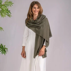 Olive Green Gossamer Cashmere Shawl -Elegant Scarf Store olive gossamer cashmere shawl 2