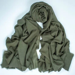 Olive Green Gossamer Cashmere Shawl -Elegant Scarf Store olive gossamer cashmere shawl
