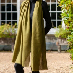 Olive Tree Cashmere And Silk Wrap -Elegant Scarf Store olive green cashmere wrap 1