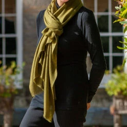 Olive Tree Cashmere And Silk Wrap -Elegant Scarf Store olive green cashmere wrap 2