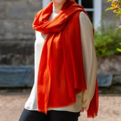 Terracotta Spice Cashmere And Silk Wrap 12 Terracotta Spice Cashmere And Silk Wrap -Elegant Scarf Store orange cashmere wrap 2
