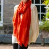 Terracotta Spice Cashmere And Silk Wrap -Elegant Scarf Store orange cashmere wrap 3
