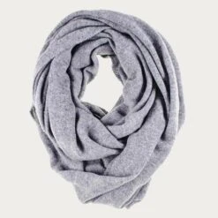Grey Double Size Knitted Cashmere Snood -Elegant Scarf Store oversize grey cashmere snood